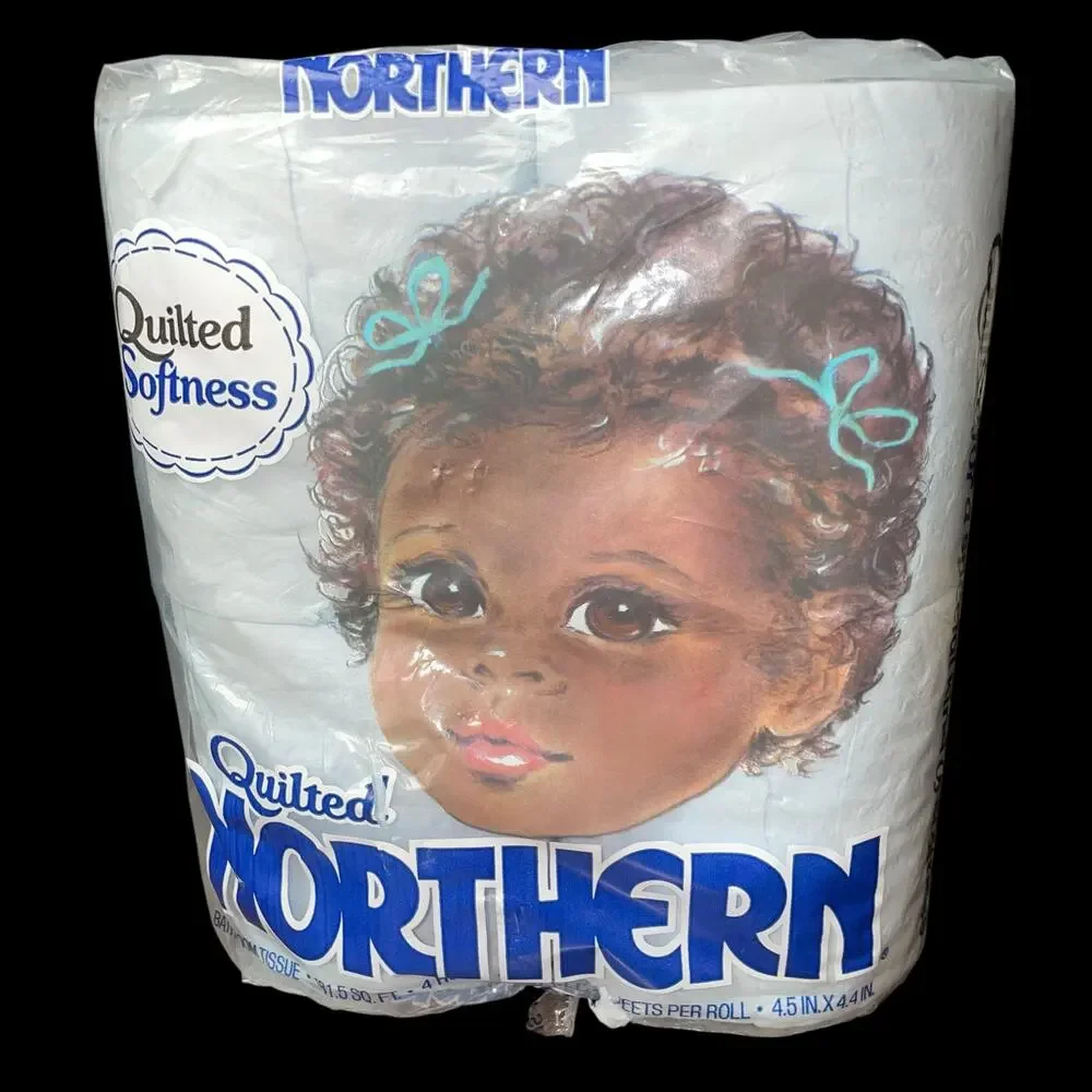 Quilted Northern Blue Toilet Paper 4 Roll Bathroom Tissue African American FLAW